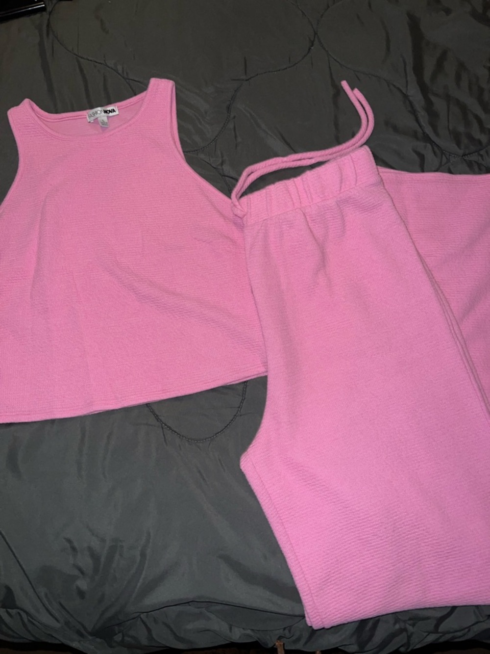 Pink Knit Tank and Jogger Set
